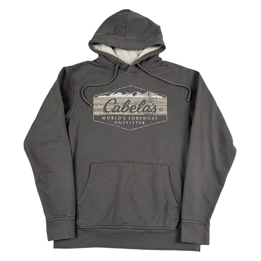 Cabelas‎ Hoodie Mens Small Grey Pullover With Drawstring and Pockets